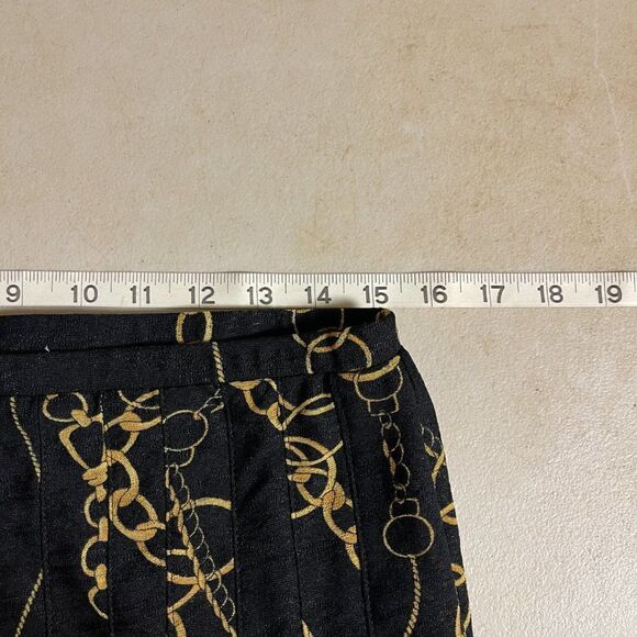 Jones New York Collection Skirt  Black Gold Chains Midi Pleated Modest Petite L - Picture 7 of 7